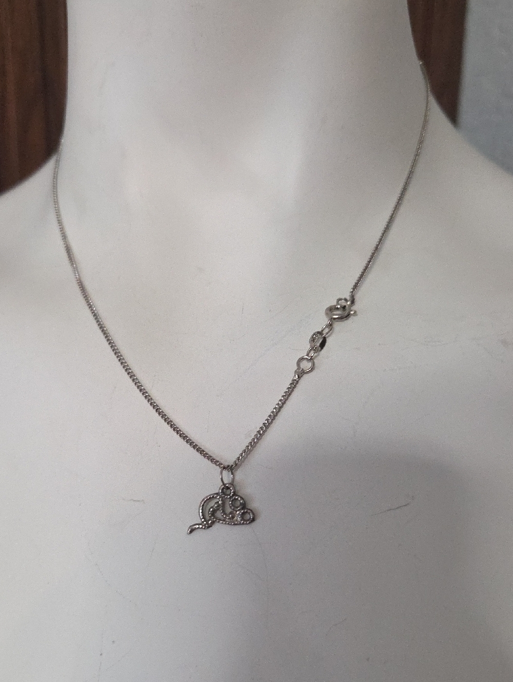 Sterling 925 Silver Mouse Pendant Necklace - White Silver Charm 16 In